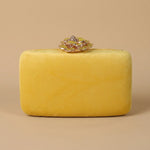 Velvet Clutch Bag with Crystal Flower Clasp