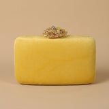 Velvet Clutch Bag with Crystal Flower Clasp