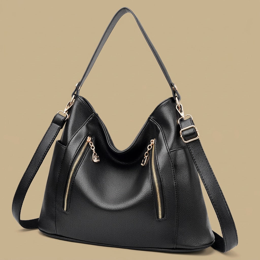 Hobo Bag with Double Zip Pockets
