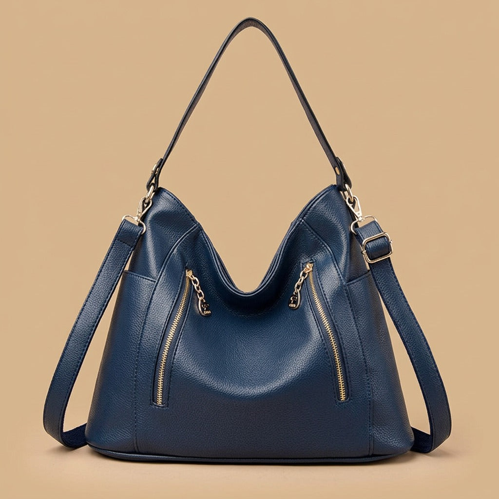 Hobo Bag with Double Zip Pockets