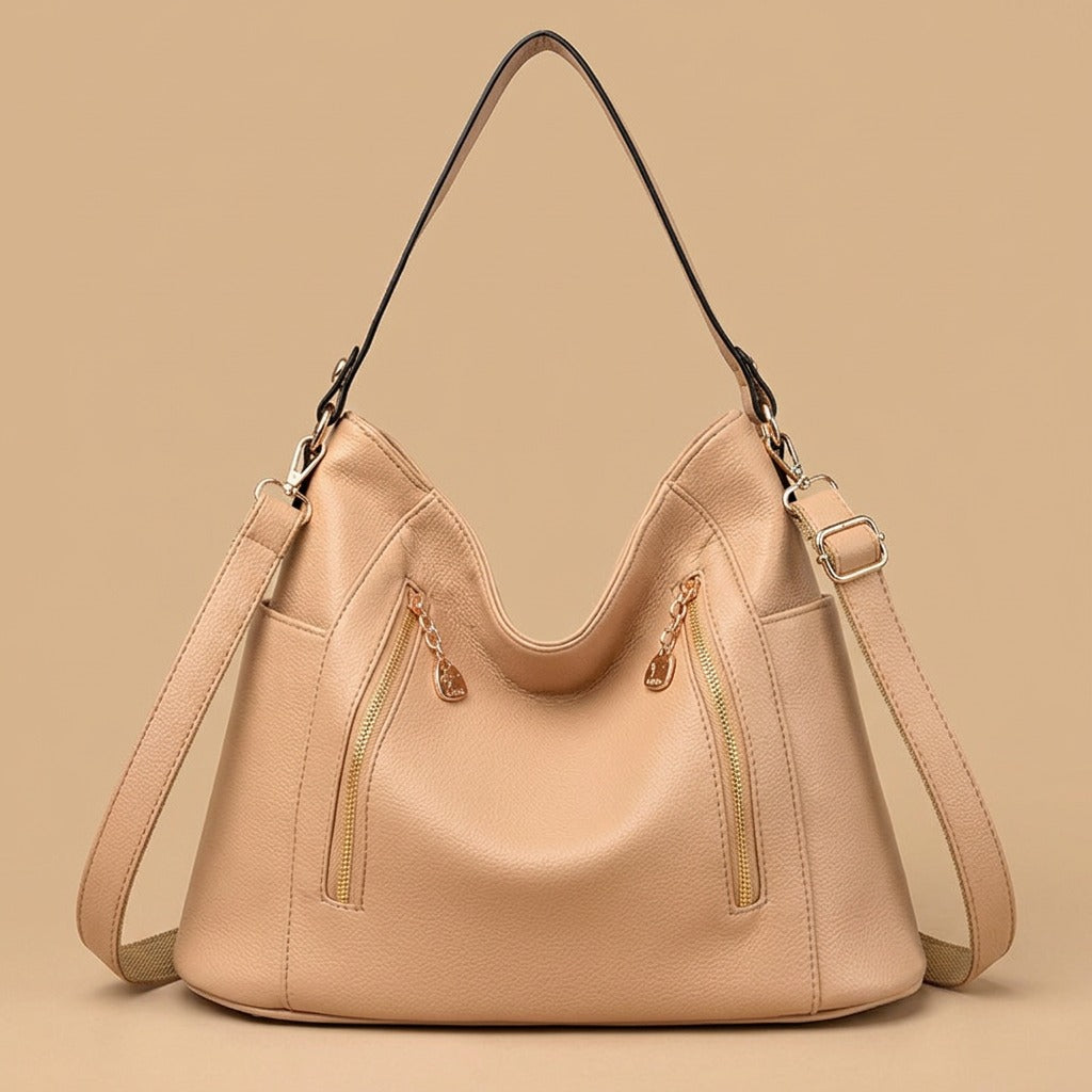 Hobo Bag with Double Zip Pockets